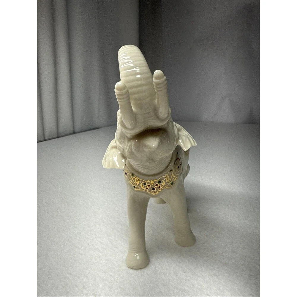 Lenox Jewels Elephant Figurine Ivory Porcelain Gold Trim Crystal Accents Large